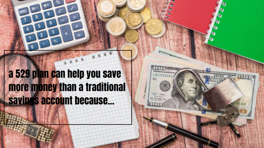 a 529 plan can help you save more money than a traditional savings account because...